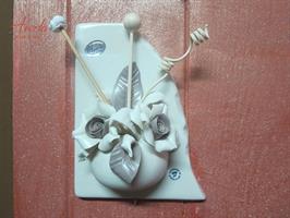 Quadretto AVERLA Con Profumatore Bianco Con 2 Rose H.15x11 Cm Con Scatola