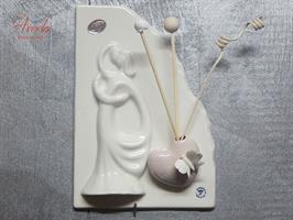 Quadretto AVERLA Sposi Con Profumatore Con Cuore Cipria H.19x13 Cm Con Scatola