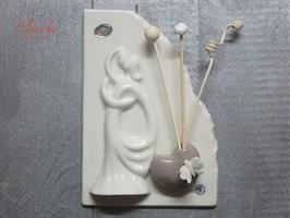Quadretto AVERLA Sposi Con Profumatore Con Cuore Fango H.19x13 Cm Con Scatola
