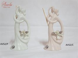 Profumatore Coppia Sposi Stilizzati Cipria H.17 Cm Con Scatola
