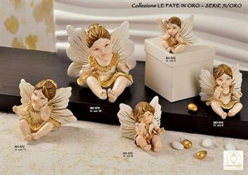 Fatina Piccola Foglia Oro 8 Cm In Ceramica Di Capodimonte Completo Di Scatola