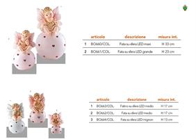 Fata Seduta Maxi H.33 Cm Su Sfera A Cuore Maxi Con Led Colorato