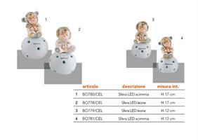 Bimbo Leone Su Sfera Traforata A Led Con Stelle H 17 Cm Celeste