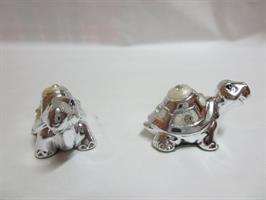Tartaruga Resina Argentata Con Strass Cm 2