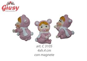 Bimba Con Pigiama In Resina Con Magnete 4x4 Cm 12*144