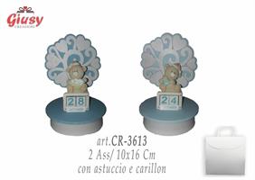 Albero Della Vita In Legno Azzurro Con Orso Datario E Carillon 2Ass + Box 10x16Cm