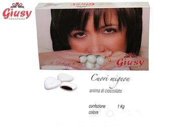 CUORI MIGNON BIANCHI: Anima In Cioccolato A Forma Di Cuore Confettata Colore Bianco