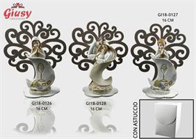 Albero Della Vita Grande Color Tortora Con Bimbo Comunione 16 Cm Completo Di Scatola