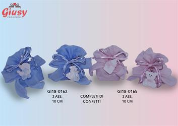 Sacchetto Piccolo Rosa Con Applicazione Nascita 4 Soggetti Assortiti Girl 10 Cm