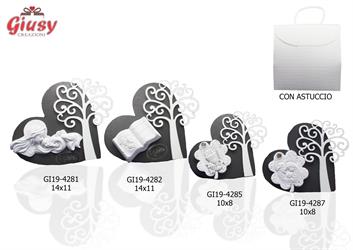 Cuore Con Albero Della Vita Con Vangelo Sacra Famiglia In Resina 14x11 Cm Completo Di Astuccio