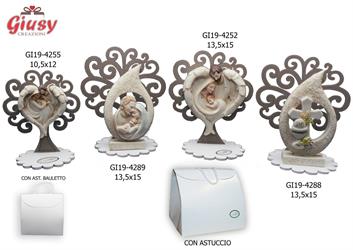Albero Della Vita In Legno Con Sacra Famiglia Goccia In Resina 13,5x15 Cm Completo Di Astuccio