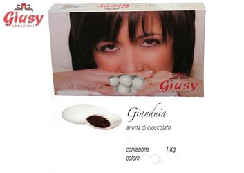 GIANDUIA BIANCHI: Anima In Cioccolato A Forma Di Mandorla Confettata Colore Bianco   1 Kg