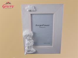 Cornice Pino Bianco Liscio Con Bimbo 7x10 Cm