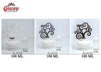 Bottiglia 100 Ml Bianca Con Albero Tortora E 20 Ml Profumo