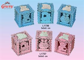 Scatolina Portaconfetti 5x5 Cm Baby Colore Rosa 3 Soggetti Assortiti 6*480