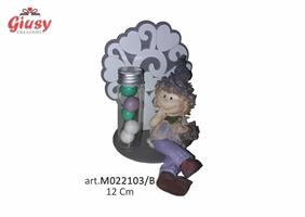 Albero Della Vita Con Bottle Porta Confetti Con Bimba Seduta Ortensia 12 Cm