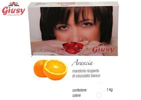 MARIDA ARANCIO: Mandorla Tostata Ricoperta Di Cioccolato Bianco Gusto Arancio Senza Amidi  1 Kg