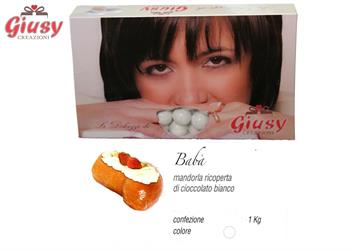 MARIDA BABA': Mandorla Tostata Ricoperta Di Cioccolato Bianco Gusto Baba' Caramella Senza Amidi 500 GR