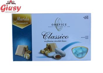 MARIDA CELESTE: Mandorla Tostata Ricoperta Di Cioccolato Bianco Colore Celeste Senza Amidi 1 Kg
