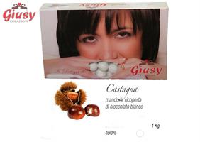 MARIDA CASTAGNA: Mandorla Tostata Coperta Di Cioccolato Bianco Gusto Castagna Senza Amidi  1 Kg