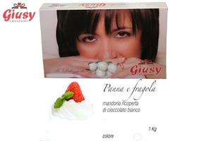 MARIDA PANNA E FRAGOLA: Mandorla Tostata Ricoperta Di Cioccolato Bianco Gusto Panna e Fragola Senza Amidi   1 Kg