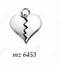 Ciondolo Cuore In Ottone Placcato Argento Cm 3,5X2,5