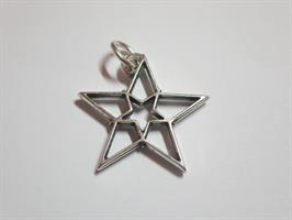 Ciondolo Filo Stella In Ottone Placcato Argento 3.5 Cm