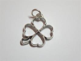Ciondolo Filo Quadrifoglio In Ottone Placcato Argento 3 Cm