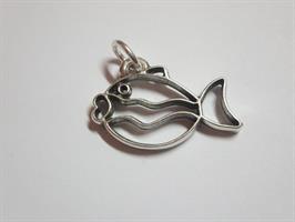 Ciondolo Filo Pesce In Ottone Placcato Argento 3 Cm