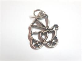 Ciondolo Filo Passeggino In Ottone Placcato Argento 3.5 Cm