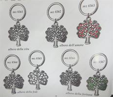 Portachiavi Albero Della Fede In Ottone Placcato Argento Cm 8,1 X 4,5