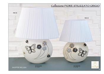 Lampada Lipari Misura Piccola Con Box Bianco 19x19x29 Cm Con Fiore ,Coccinelle e Farfalle Stilizzate Shopper Inclusa
