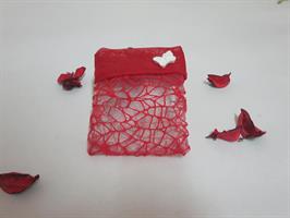 Bustina Rete Con Gesso Farfalla Rosso 8x10 Cm