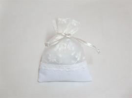 Bustina Grande Organza Ricamata e Tombolo Bianco