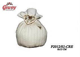 Sacchetto Grande Colore Crema Con Cuore In Legno 8x12 Cm