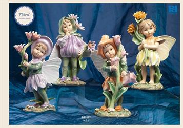 Fatina Con Fiori 4 Soggetti Assortiti In  Porcellana Navel H.20 Cm Completa Di Astuccio 4*8