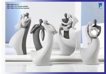 Sposi Stilizzati 16 Cm 4 Soggetti Assortiti In Resina Bicolore Completo Di Scatola