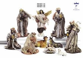 Set Presepe 10 Pezzi In Resina e Stoffa 33 Cm