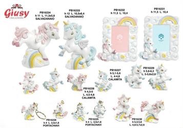 Portachiavi Unicorno Celeste In Resina 4 Cm 2 Soggetti Assortiti 24*240