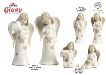 Angelo Seduto 8 Cm 2 Soggetti Assortiti In Porcellana Completo Di G.Box 2*48