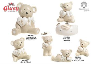 Orso Con Cuore 7,8 Cm 3 Soggetti Assortiti In Porcellana Completo Di Box 24*120