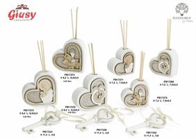 Profumatore Cuore Con Sacra Famiglia In Resina/Legno 9.2Cm 1*36