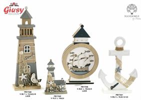 Faro/Veliero In Legno Con Luce 29.6Cm 2*4