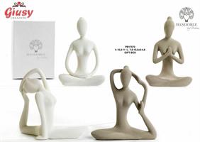Donna Yoga In Porcellana Stilizzata Con Astuccio 4 Soggetti Assortiti 11 Cm