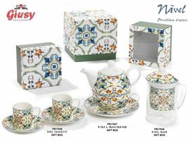Set Teiera/Tazza/Piatto In Porcellana 16.4Cm C/Box 1*12
