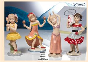 Danzatrice  4 Sogetti Assortiti In Porcellana Navel H. 16 Cm Completa Di Astuccio  4*24
