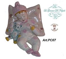 Bimbo E Bimba Sonnacchioni In Capodimonte Su Cuscino Completo Di Astuccio Disponibile Su Richiesta Anche In Altri Colori