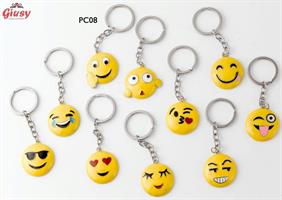 Portachiavi Faccine In Metallo 10 Soggetti Assortiti 3x3,5 Cm