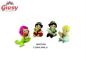 Baby Principesse Colorate 4 Soggetti Assortiti 7,2x4,5x6,3 Cm In Resina    12*144