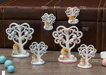 Bimbo Con Albero Della Vita Celeste Grande In Resina H.9 Cm    1*72